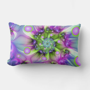 Coussin Rectangle Formes arrondies de spirale colorées Art fractal A