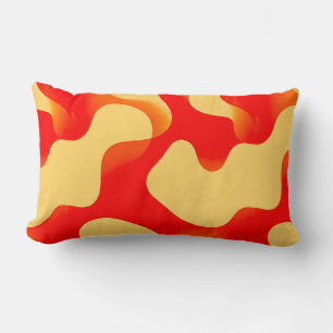 Coussin Rectangle Formes organiques rouges et jaunes abstraites