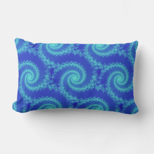 Coussin Rectangle Fractale Abstraite de la spirale bleue