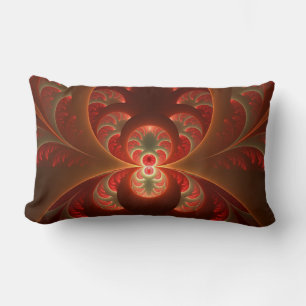 Coussin Rectangle Fractale moderne abstraite lumineuse orange rouge