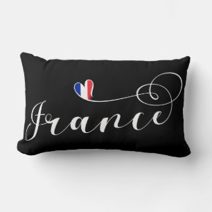 Coussin Rectangle French Flag Heart, I Love France