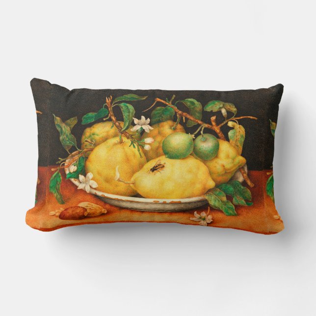COUSSIN RECTANGLE FRUITS DE SAISON LÉMONS ET FLEURS BLANCHES (Recto)