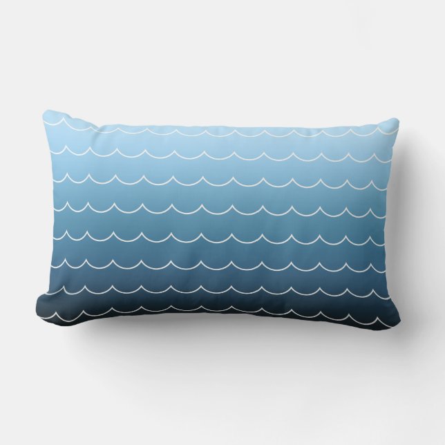 Coussin Rectangle Fun Modern Wave Motif Blue Gradient (Recto)