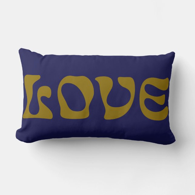 Coussin Rectangle Funky Dark Blue Golden Retro Typography Nom d'amou (Recto)
