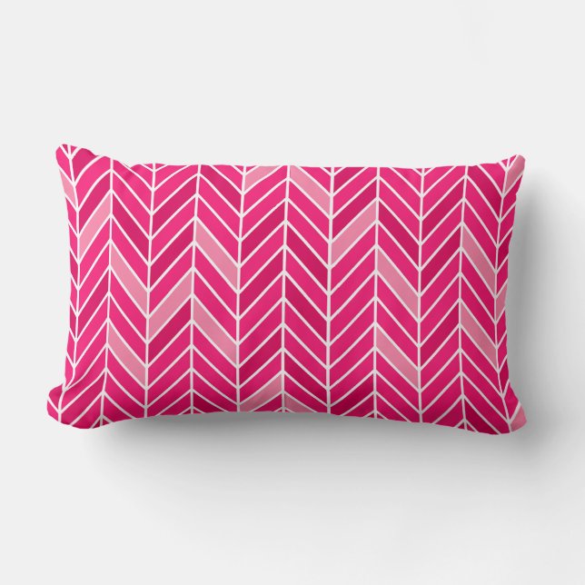 Coussin Rectangle Fuschia en porte-à-faux de l'étroit | de Chevron (Recto)