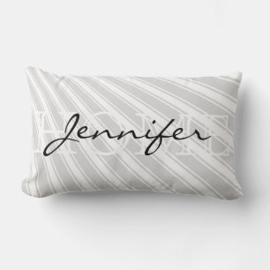 Coussin Rectangle Gainsboro Color Stripe Motif Accueil Monogramme