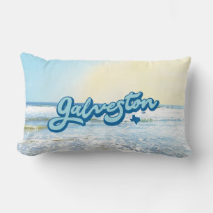Coussin Rectangle Galveston Island Texas (bleu)