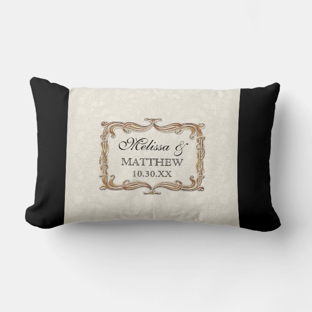 Coussin Rectangle Gatsby Art Déco Nouveau dentelle Faux Gold Tulip (Recto)