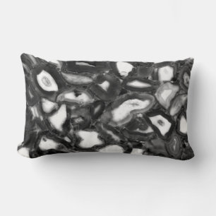 Coussin Rectangle Géode des agates Abstraites en noir blanc