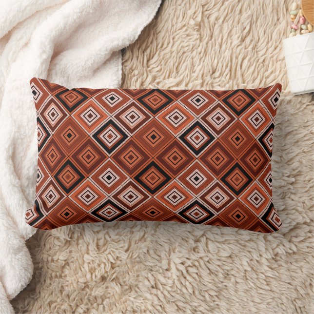 Coussin Rectangle Géométrie patchwork ethnique marron orange  (Couverture)