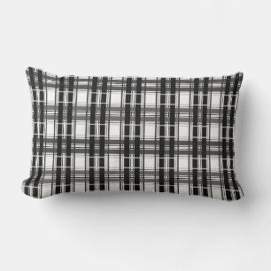 Coussin Rectangle Géométrie Tartan motif noir et blanc à damiers