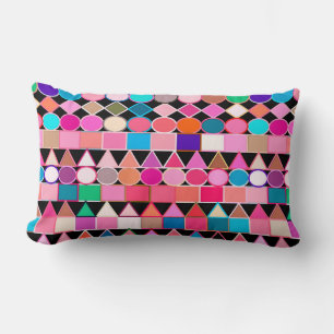 Coussin Rectangle Géométrie Tribale moderne, couleurs de bijoux sur
