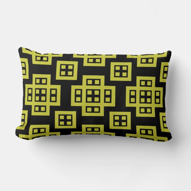 Coussin Rectangle Géométrique 030614 - Banane jaune sur noir (Recto)
