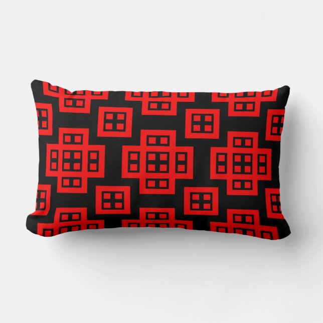 Coussin Rectangle Géométrique 030614 - Rouge sur noir (Recto)