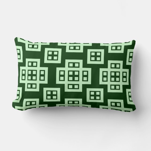 Coussin Rectangle Géométrique 030614 - Vert fantôme sur Dk Forest Gr (Recto)