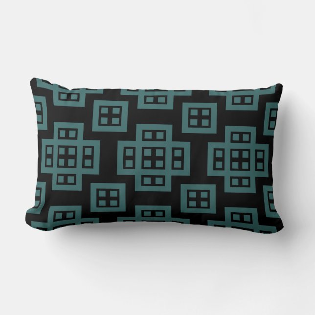 Coussin Rectangle Géométrique 030614 - Vert mousse sur noir (Recto)