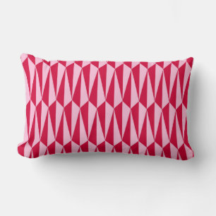 Coussin Rectangle Géométrique du milieu du siècle, fuchsia et rose