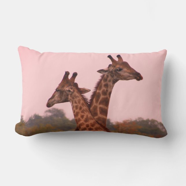 Coussin Rectangle Girafe au ciel rose (Recto)