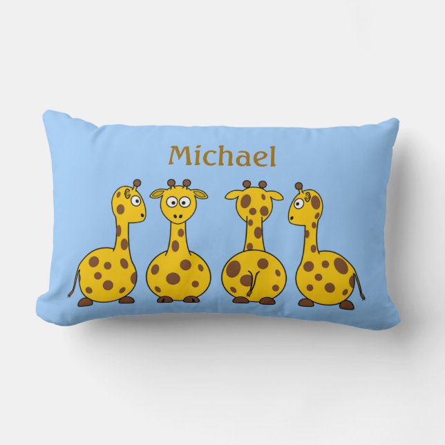 Coussin Rectangle Girafes drôles de bande dessinée sur les enfants (Recto)