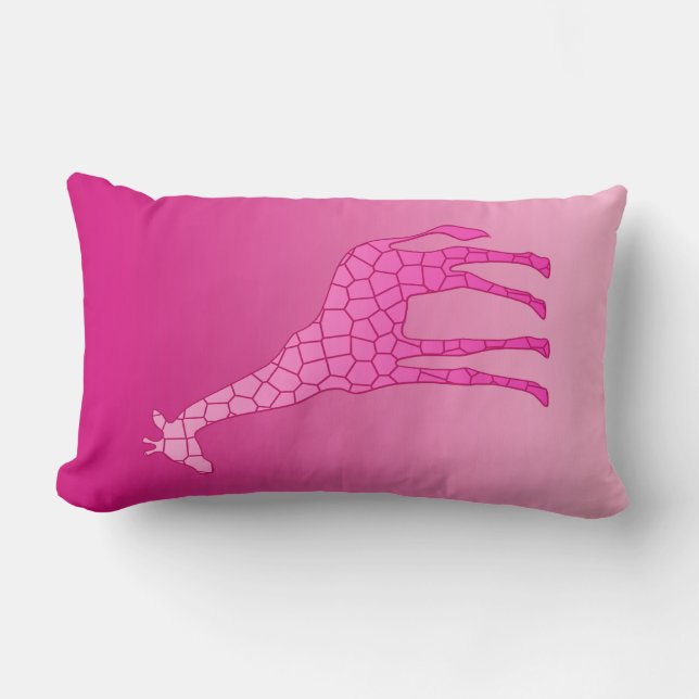 Coussin Rectangle Giraffe géométrique moderne, Fuchsia et rose clair (Recto)