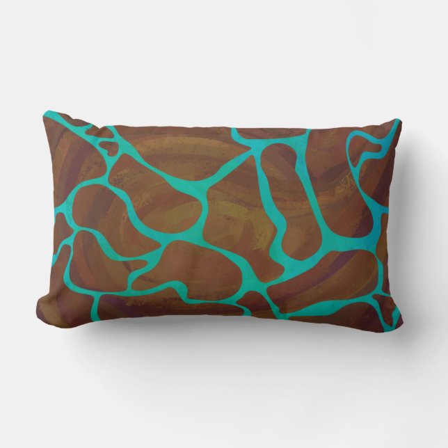 Coussin Rectangle Giraffe Impression Brown et Turquoise (Recto)