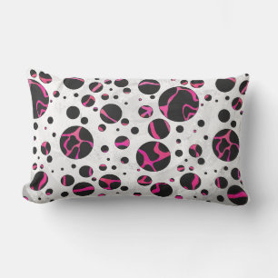 Coussin Rectangle Giraffe rose chaude et noire