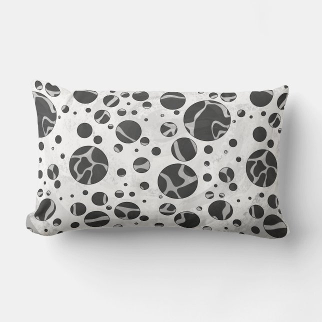 Coussin Rectangle Giraffy Polka Dot noir et gris clair Impression (Recto)