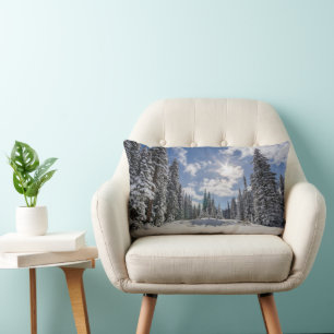 Coussin Rectangle Glace et neige   Sunrise Winter Snow Alberta, Cana
