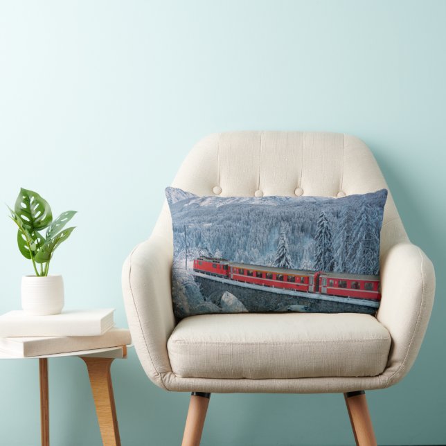 Coussin Rectangle Glace et neige | Train Express Red Bernina Suisse (Chaise)
