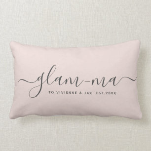 Coussin Rectangle Glam-ma Chic Script moderne amusant Blush Pink Gra
