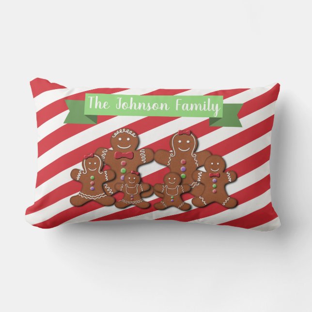 Coussin Rectangle Glisser-déposer Fête de pain d'épices personnalisé (Recto)