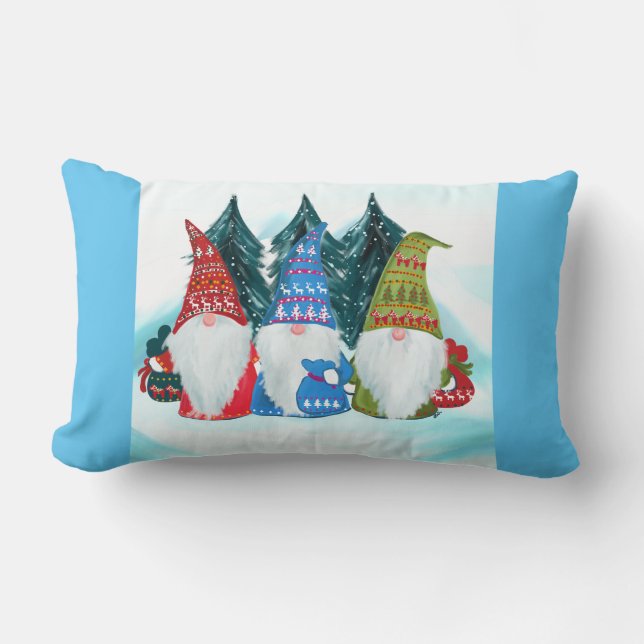 Coussin Rectangle Gnomes de vacances (Recto)