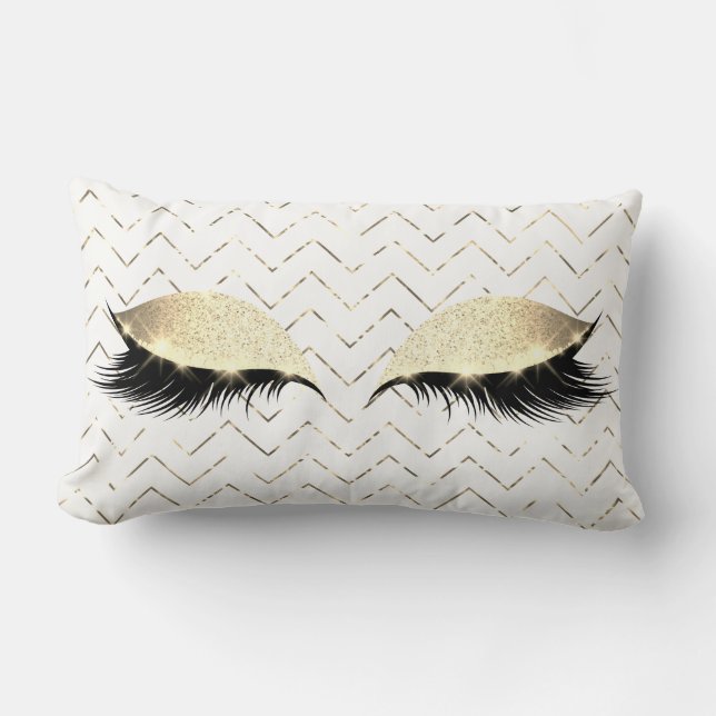 Coussin Rectangle Gold Chevron Blanc Foxier Eye Black Parties scinti (Recto)