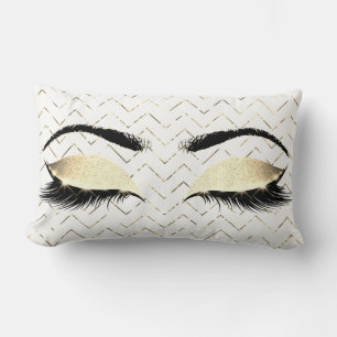 Coussin Rectangle Gold Chevron Blanc Foxier Eye Brown Parties scinti