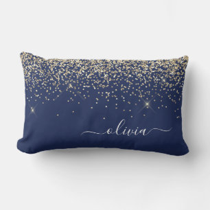 Coussin Rectangle Gold Navy Blue Girl Parties scintillant étincelant