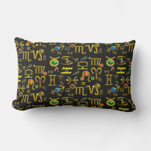 COUSSIN RECTANGLE GOLD ZODIAC BIJOUX D'ANNIVERSAIRE, PIERRES À JEUX,