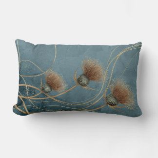 Coussin Rectangle Golden Thistle Teal Blue Texture Elegance