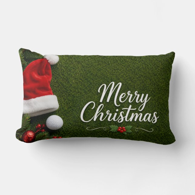 Coussin Rectangle Golf de Noël sur gazon vert (Recto)
