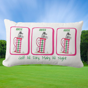 Coussin Rectangle Golf toute la journée, Mahj toute la nuit / Coussi