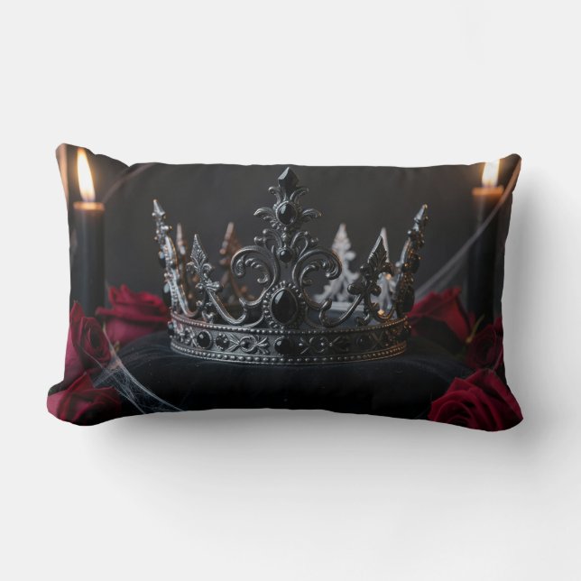 Coussin Rectangle Gothic Dark Fantasy Crown Pillow (Recto)