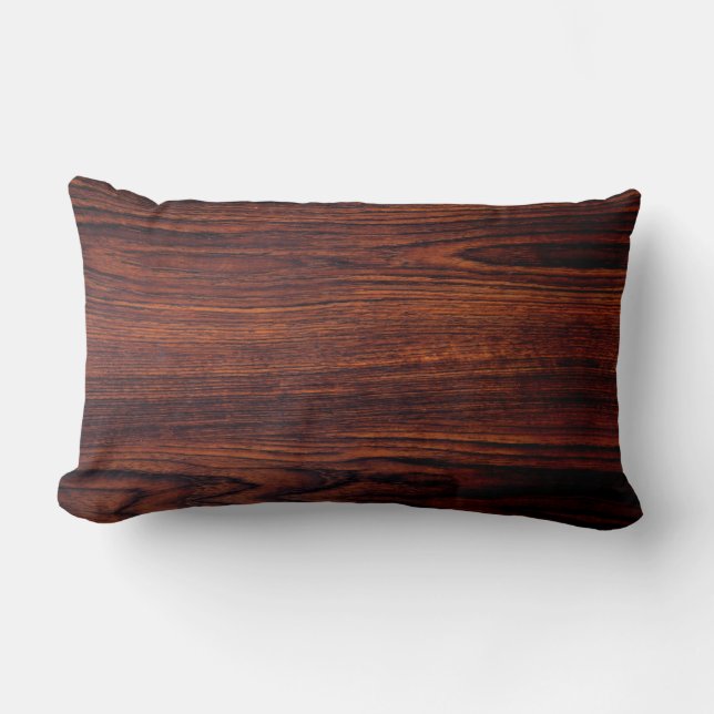 Coussin Rectangle Graine de bois foncé en acajou | motif en bois bru (Recto)