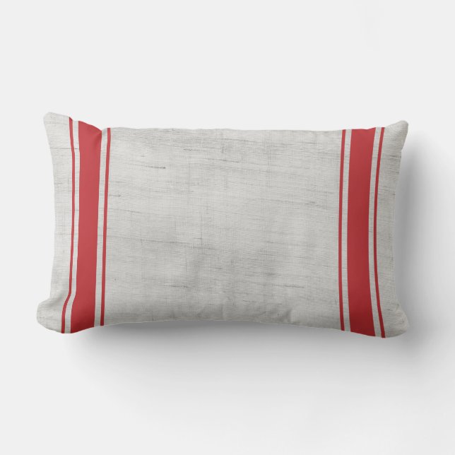 Coussin Rectangle Grains blancs Sac Rouge Frappes verticales (Recto)