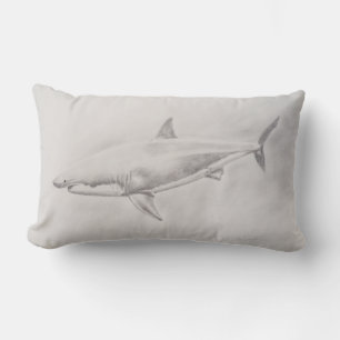 Coussin Rectangle Grand dessin de requin blanc