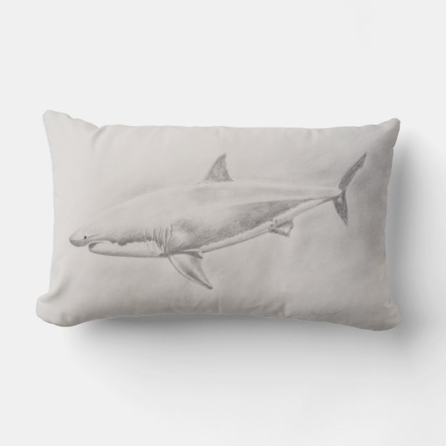 Coussin Rectangle Grand dessin de requin blanc (Recto)