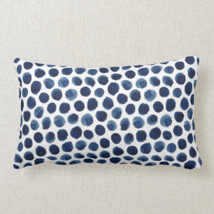 Coussin Rectangle Grand indigo/motif de point bleu de polka