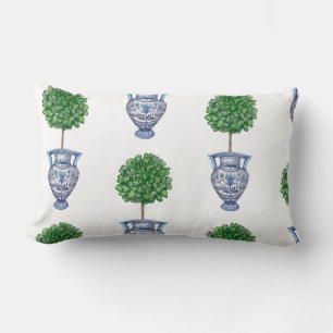 Coussin Rectangle Grand-millénaire preppy bleu topiaire