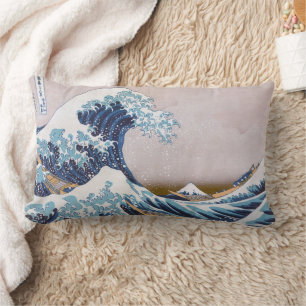 Coussin Rectangle Grande vague du tsunami Kanagawa Japon par Hokusai