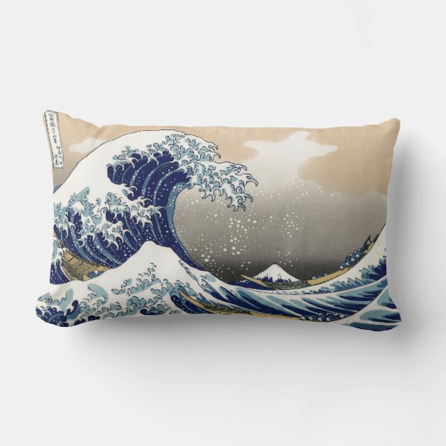 Coussin Rectangle Grande vague Kanagawa peinture japonaise (Recto)
