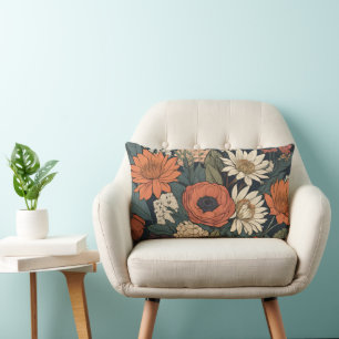 Coussin Rectangle Grandes Fleurs Automnes Contemporaines