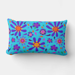 Coussin Rectangle Grandes Fleurs De Style Mod Violet